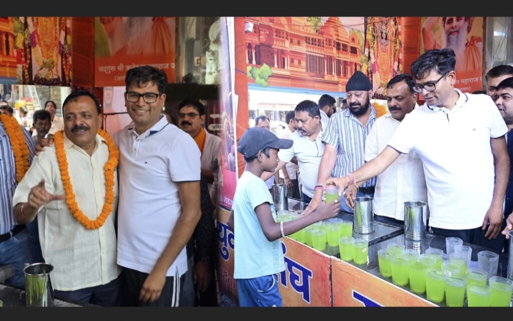 रामनिवास टाकीज चौक पर युवक संघ की सेवा:राहगीरों को पिलाया ठंडा पानी और शरबत, विधायक ओपी चौधरी ने की सराहना!!