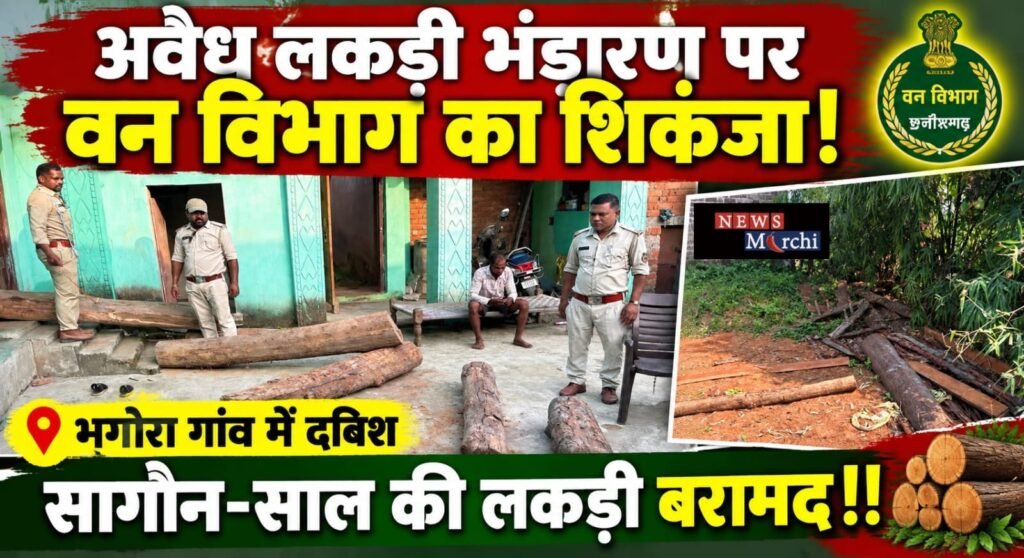 अवैध लकड़ी भंडारण पर वन विभाग का शिकंजा! भगोरा गांव में दबिश, सागौन-साल की लकड़ी बरामद!!